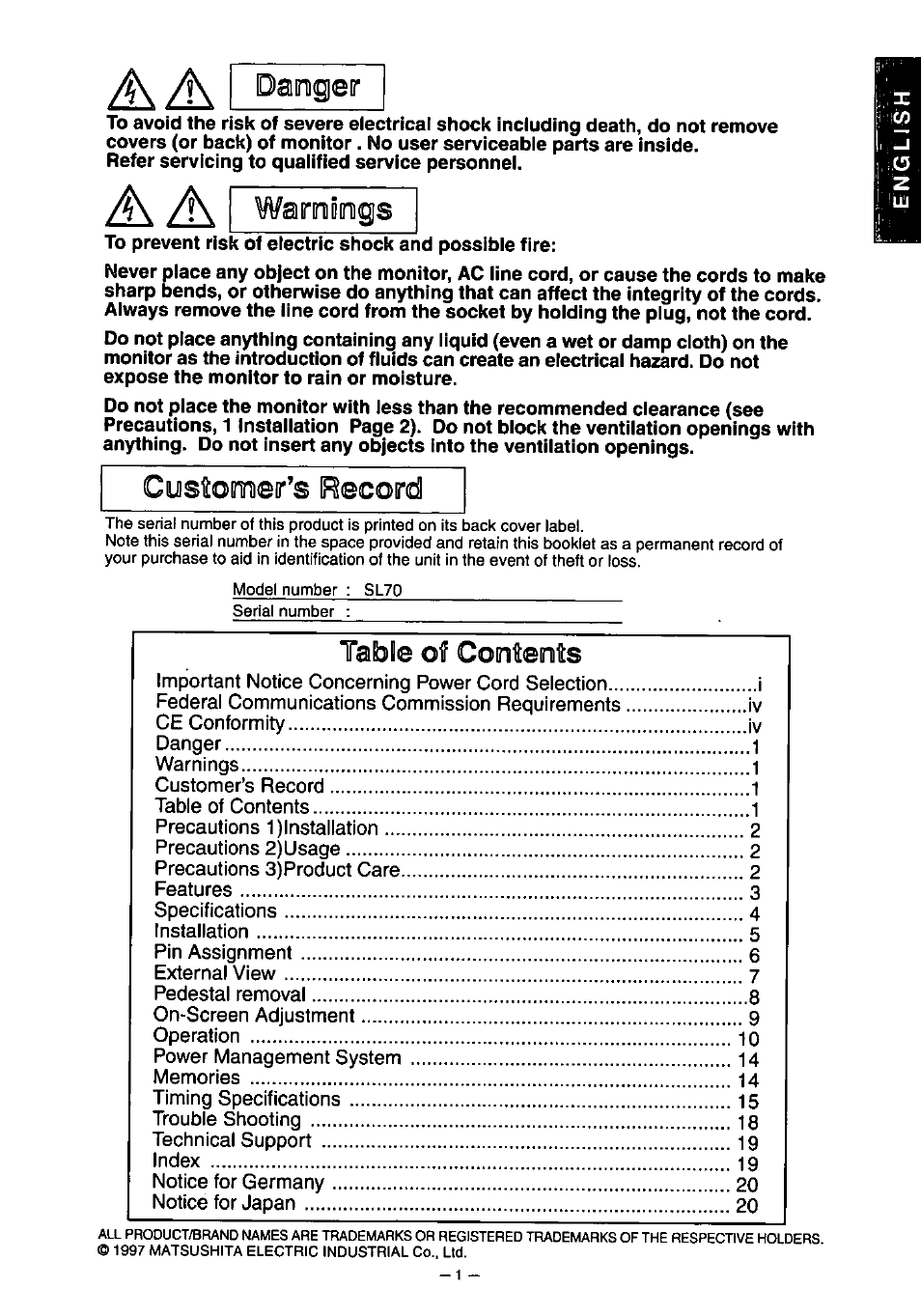 Panasonic SL70 User Manual | Page 6 / 70