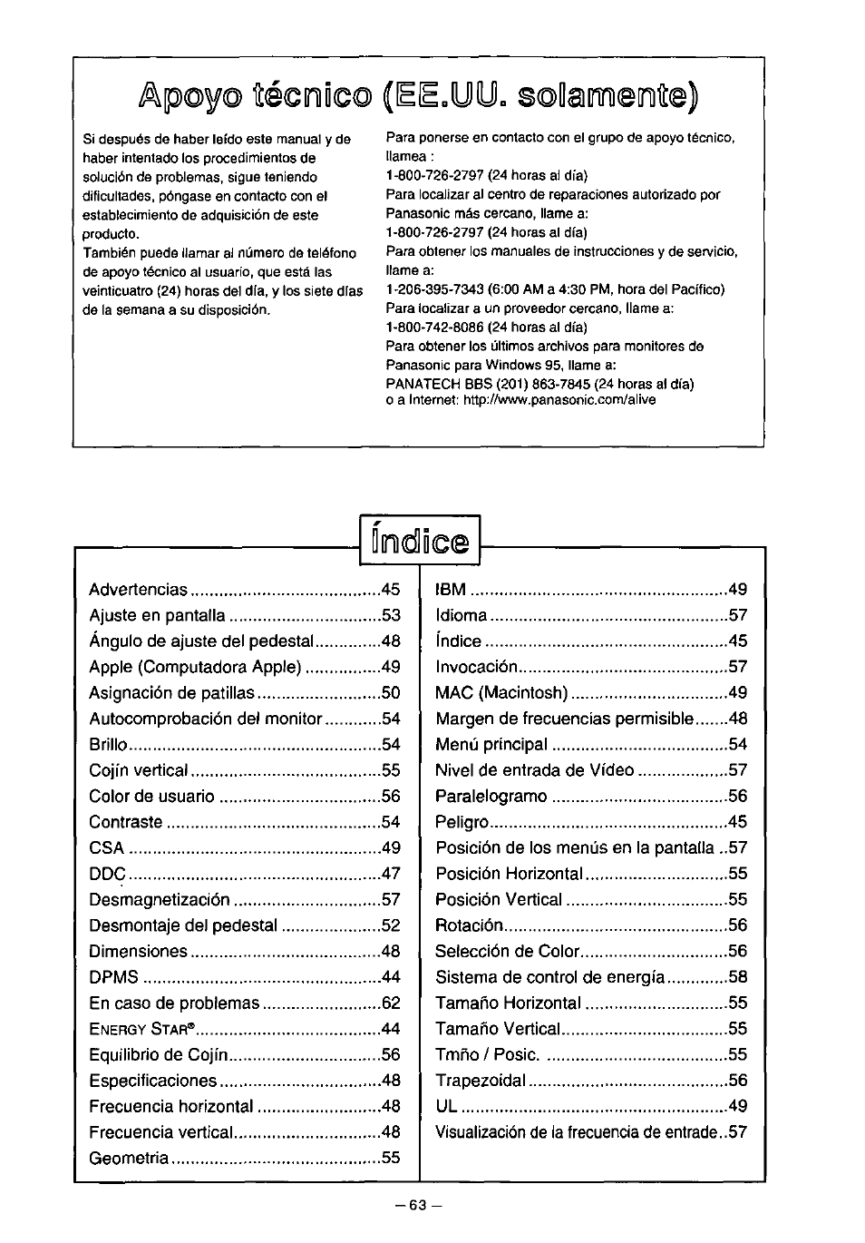 Íésmiic© (ее.шу. solameote), Apoyo | Panasonic SL70 User Manual | Page 68 / 70