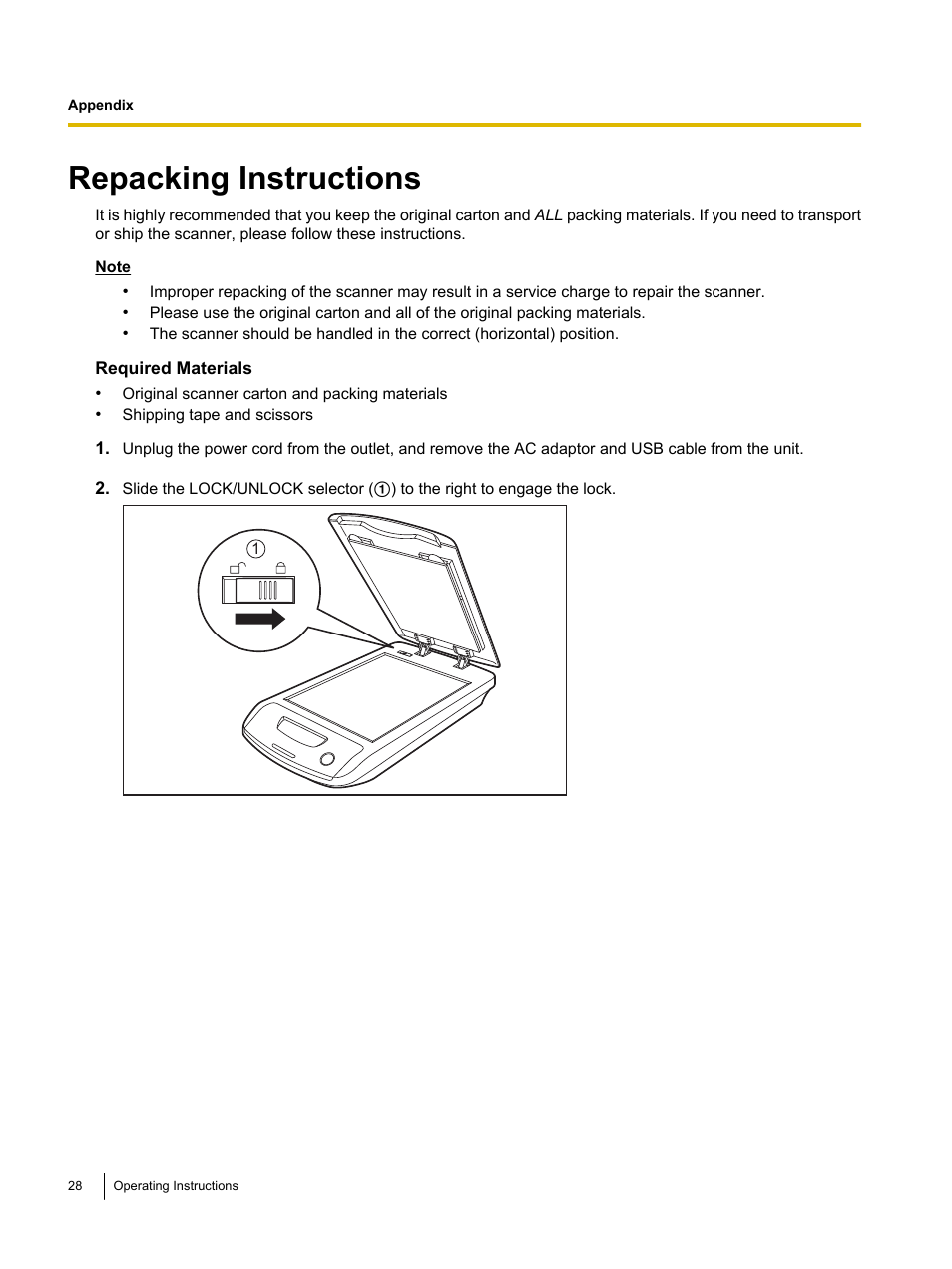 Repacking instructions | Panasonic KV-SS080 User Manual | Page 28 / 32