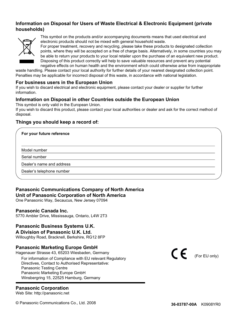 Panasonic KV-SS080 User Manual | Page 32 / 32