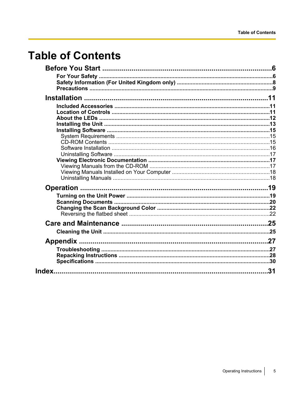 Panasonic KV-SS080 User Manual | Page 5 / 32