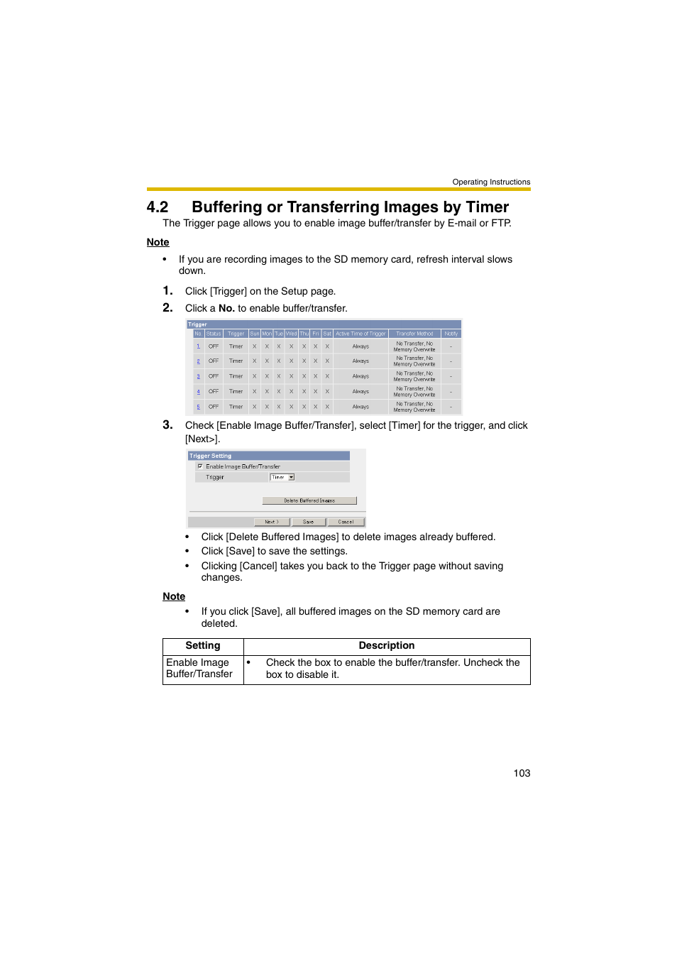 2 buffering or transferring images by timer, E 103, 103, p | Panasonic BB-HCM381 User Manual | Page 103 / 204