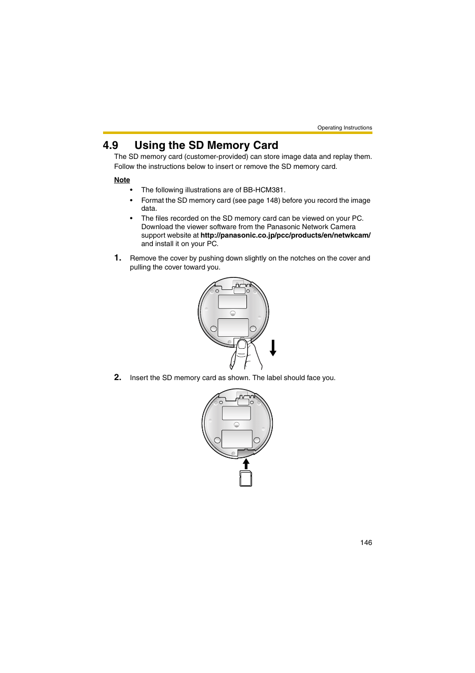 9 using the sd memory card | Panasonic BB-HCM381 User Manual | Page 146 / 204