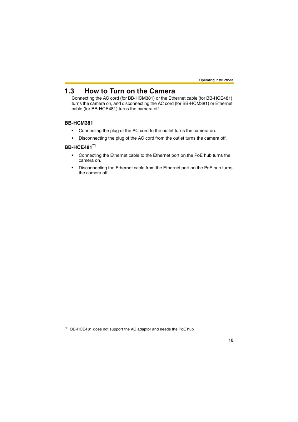 3 how to turn on the camera | Panasonic BB-HCM381 User Manual | Page 18 / 204