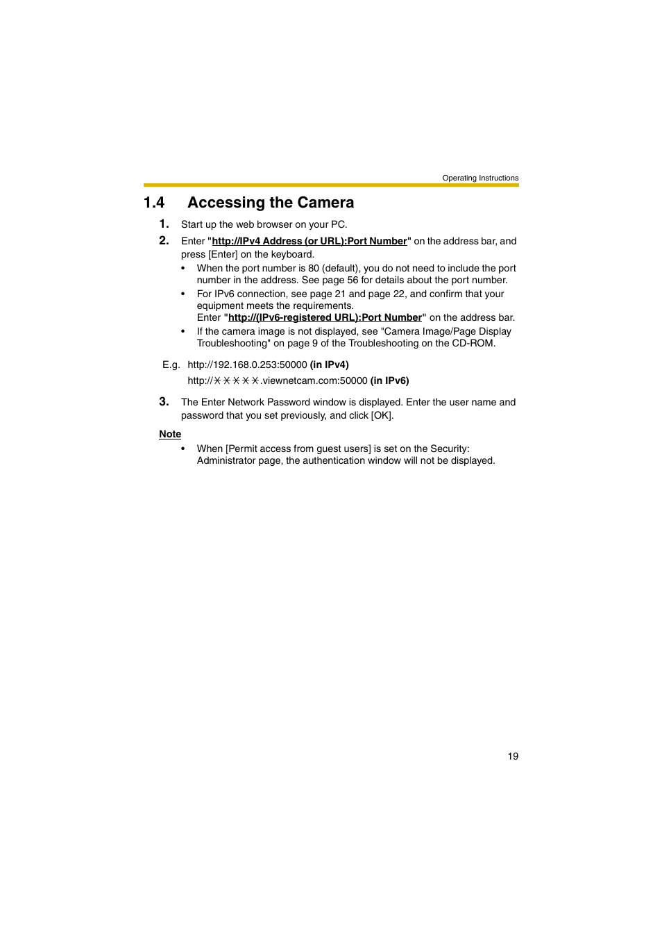 4 accessing the camera | Panasonic BB-HCM381 User Manual | Page 19 / 204