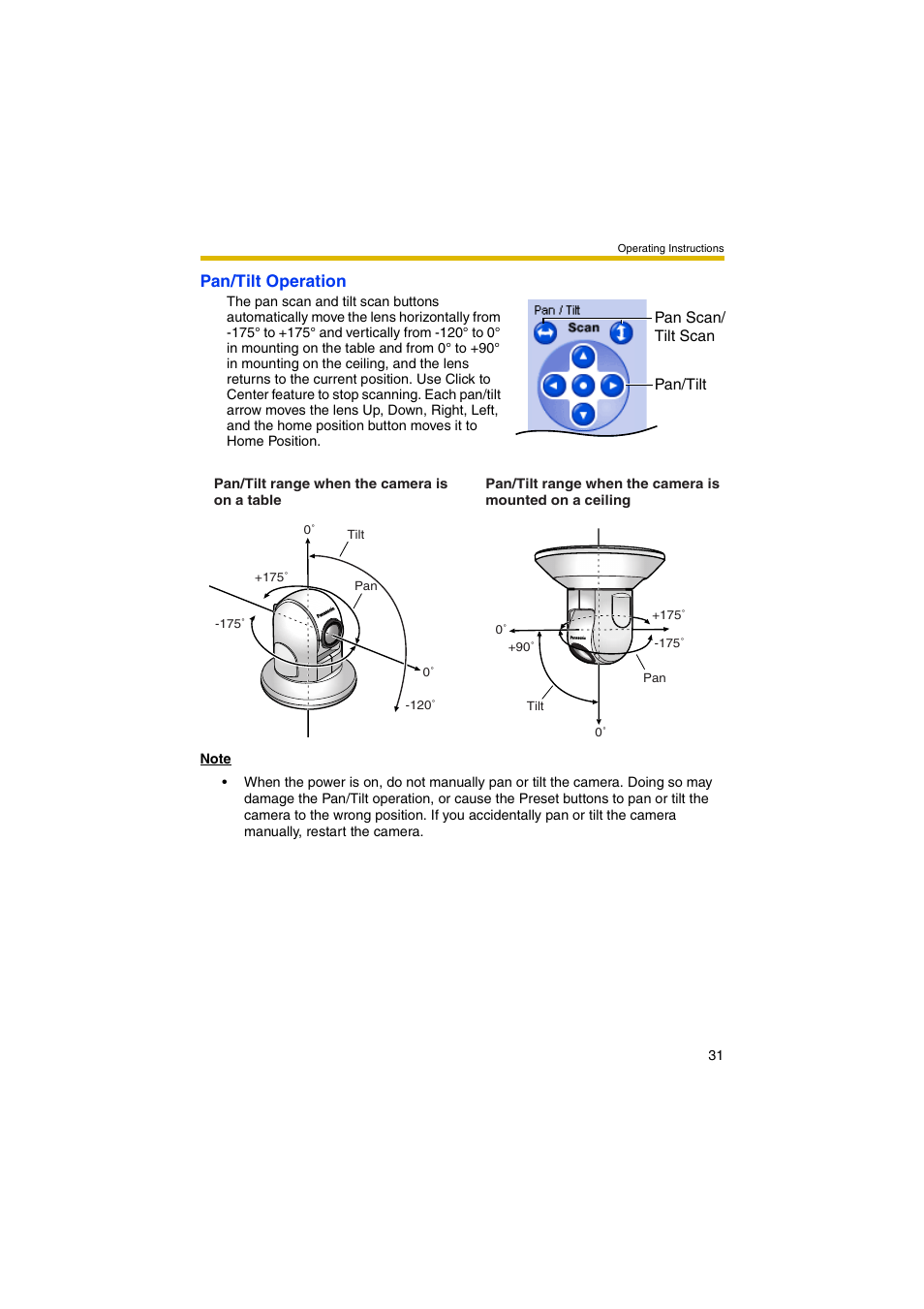 Pan/tilt operation | Panasonic BB-HCM381 User Manual | Page 31 / 204