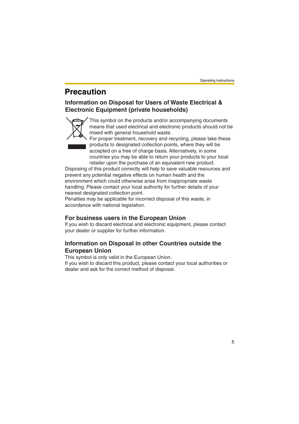 Precaution | Panasonic BB-HCM381 User Manual | Page 5 / 204