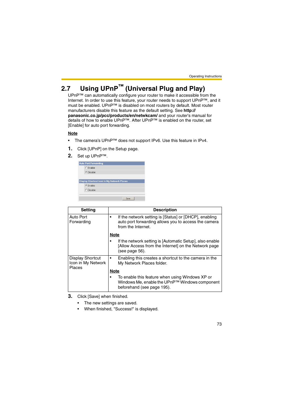 7 using upnptm (universal plug and play), E 73), 7 using upnp | Universal plug and play) | Panasonic BB-HCM381 User Manual | Page 73 / 204