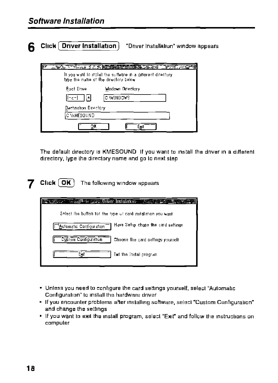 Software installation, 0 click [ driver installation, Eena | Windowpe director)^ cmndovb, Click f o k | Panasonic KXL-D721 User Manual | Page 18 / 40