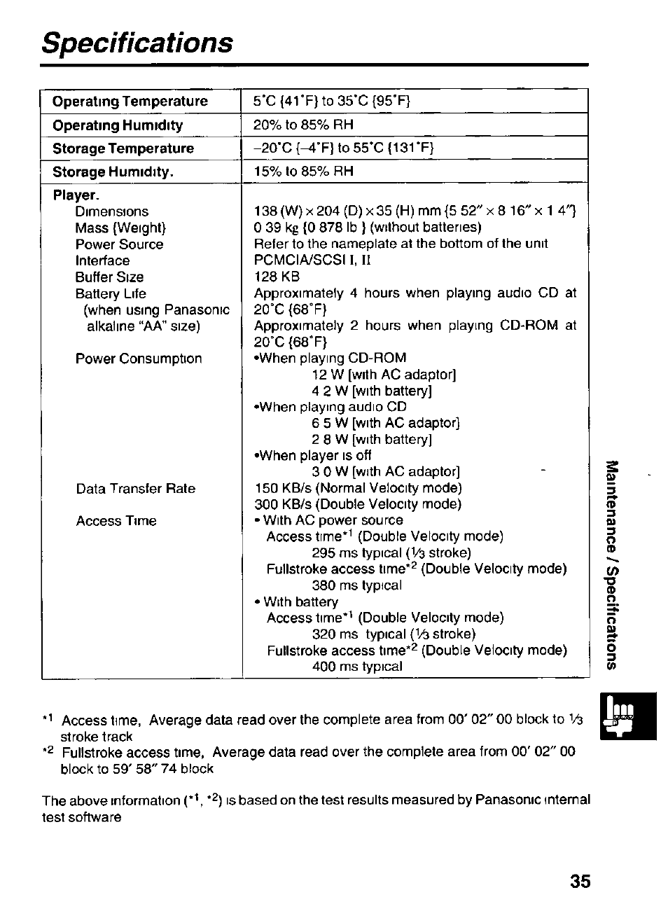 Specifications | Panasonic KXL-D721 User Manual | Page 35 / 40