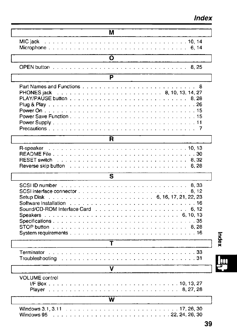 Index | Panasonic KXL-D721 User Manual | Page 39 / 40