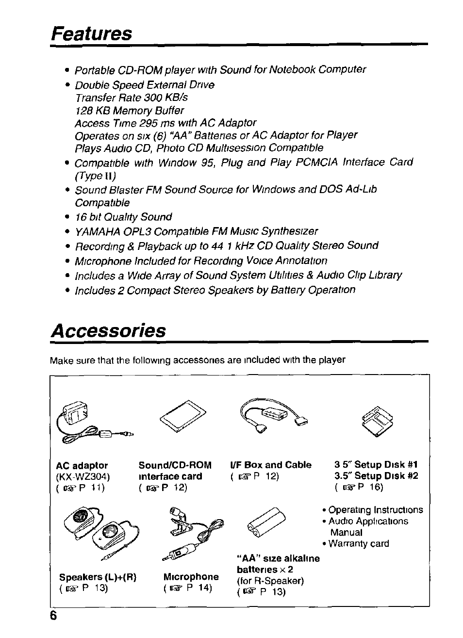 Features, Accessories | Panasonic KXL-D721 User Manual | Page 6 / 40