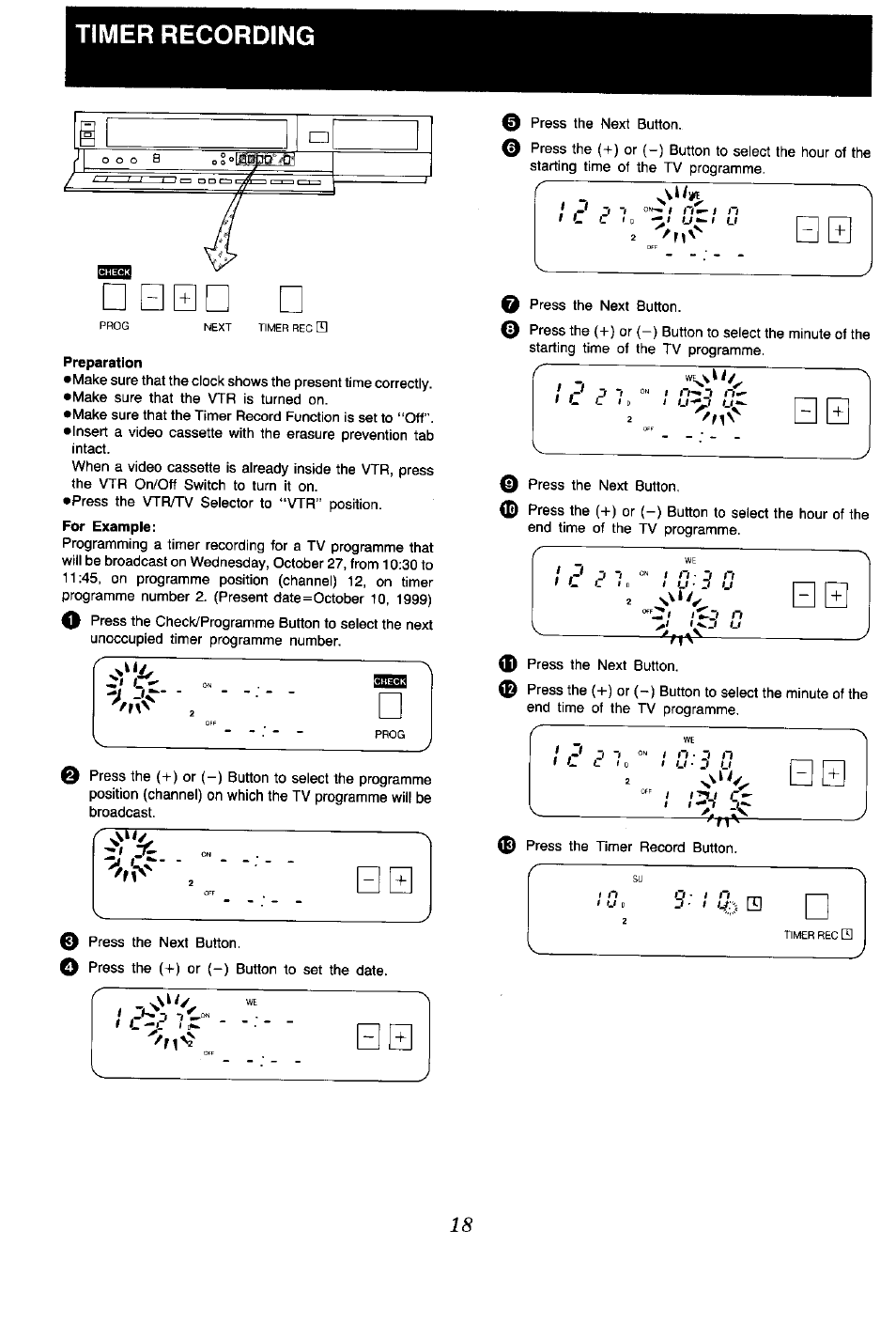 Timer recording | Panasonic NV-G45 Series User Manual | Page 18 / 32