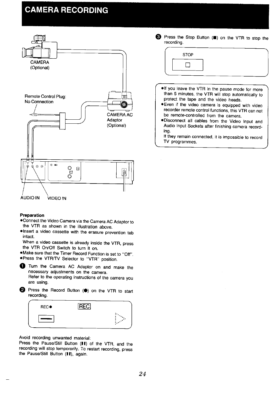 Camera recording | Panasonic NV-G45 Series User Manual | Page 24 / 32