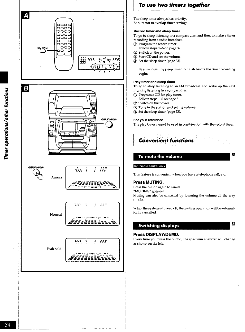 Two timers together, Convenient functions | Panasonic SC-AK90 User Manual | Page 34 / 40