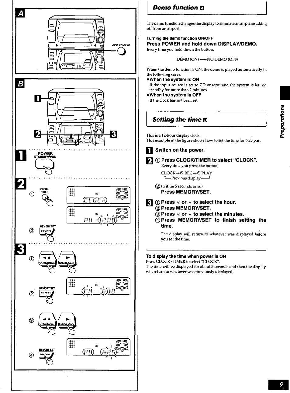 Se№n0 ffie, Perno function, Time m | Panasonic SC-AK90 User Manual | Page 9 / 40