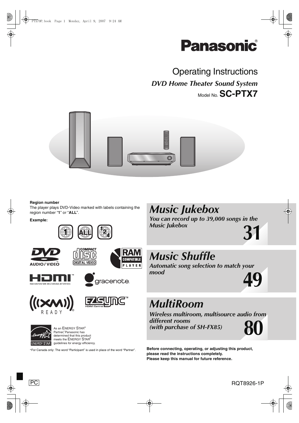 Panasonic SCPTX7 User Manual | 112 pages