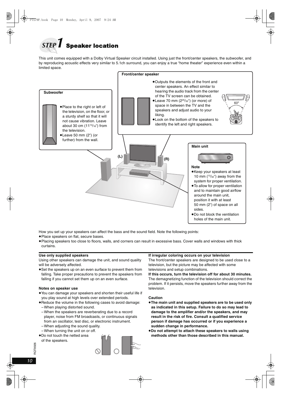Step, Speaker location | Panasonic SCPTX7 User Manual | Page 10 / 112