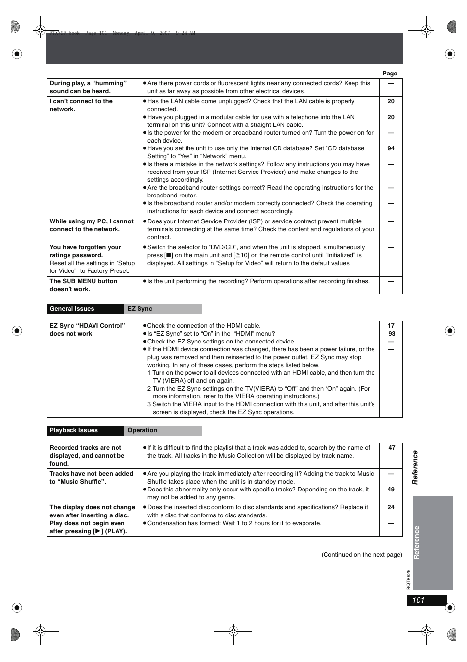 Panasonic SCPTX7 User Manual | Page 101 / 112