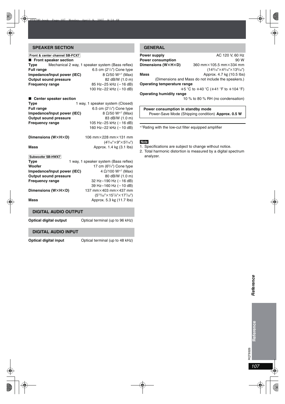 Panasonic SCPTX7 User Manual | Page 107 / 112