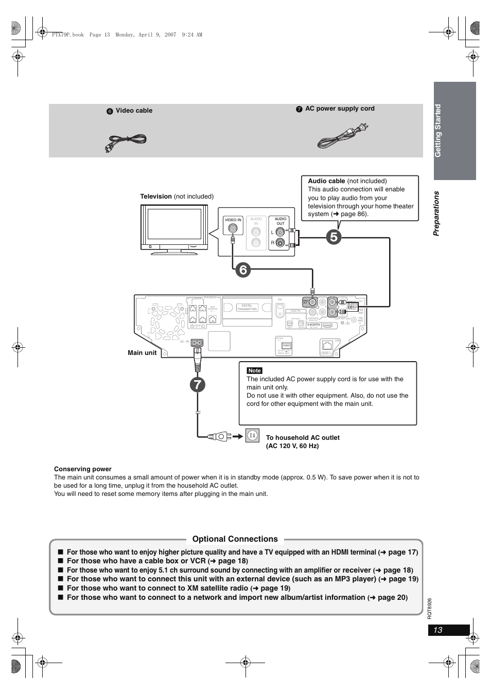 Optional connections, Page 17, For those who have a cable box or vcr | Page 18, Page 19, Page 20 | Panasonic SCPTX7 User Manual | Page 13 / 112