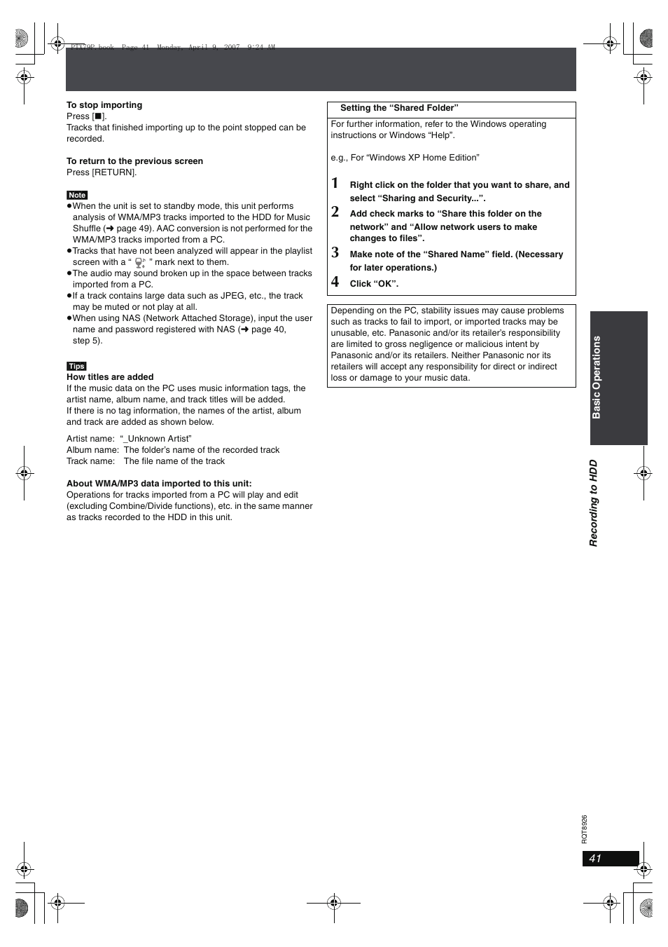 Panasonic SCPTX7 User Manual | Page 41 / 112