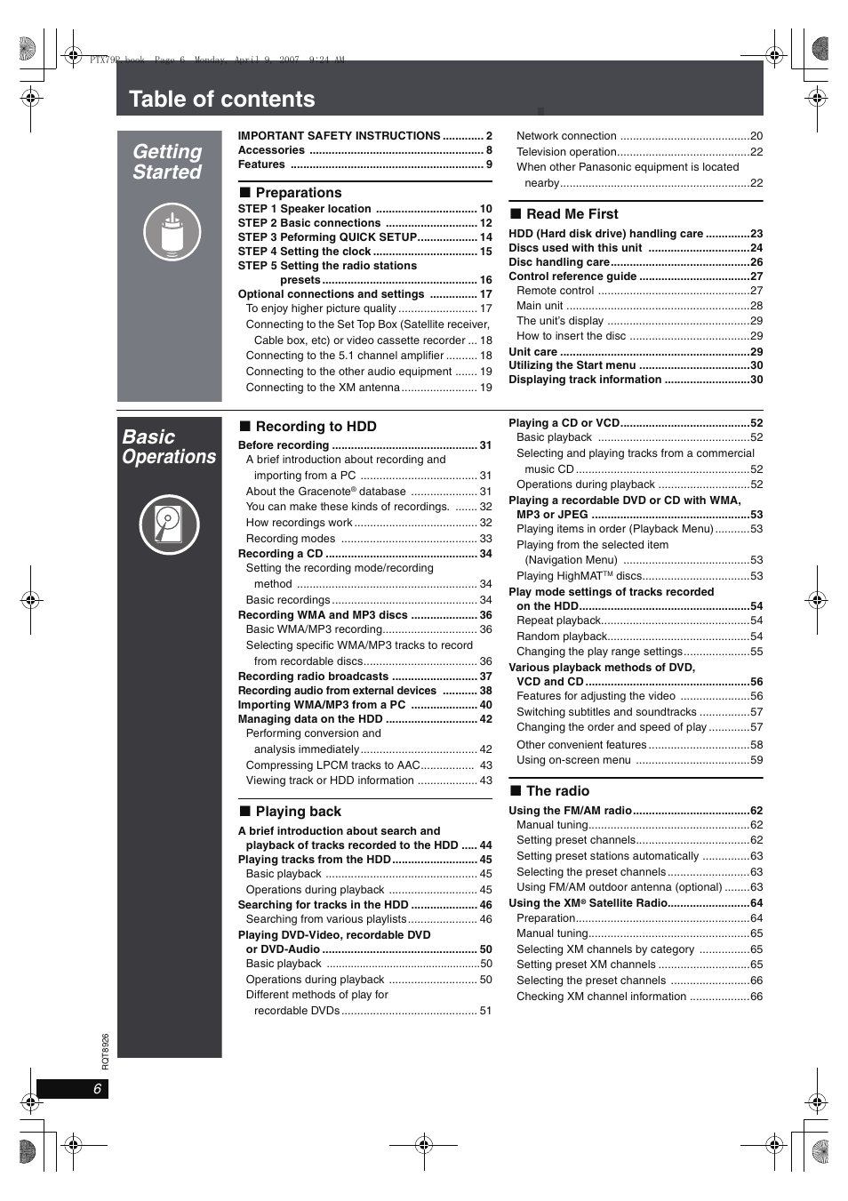 Panasonic SCPTX7 User Manual | Page 6 / 112