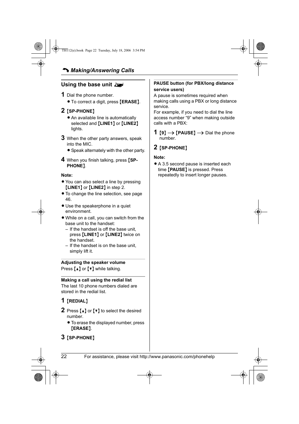 Panasonic KX-TH112 User Manual | Page 22 / 92