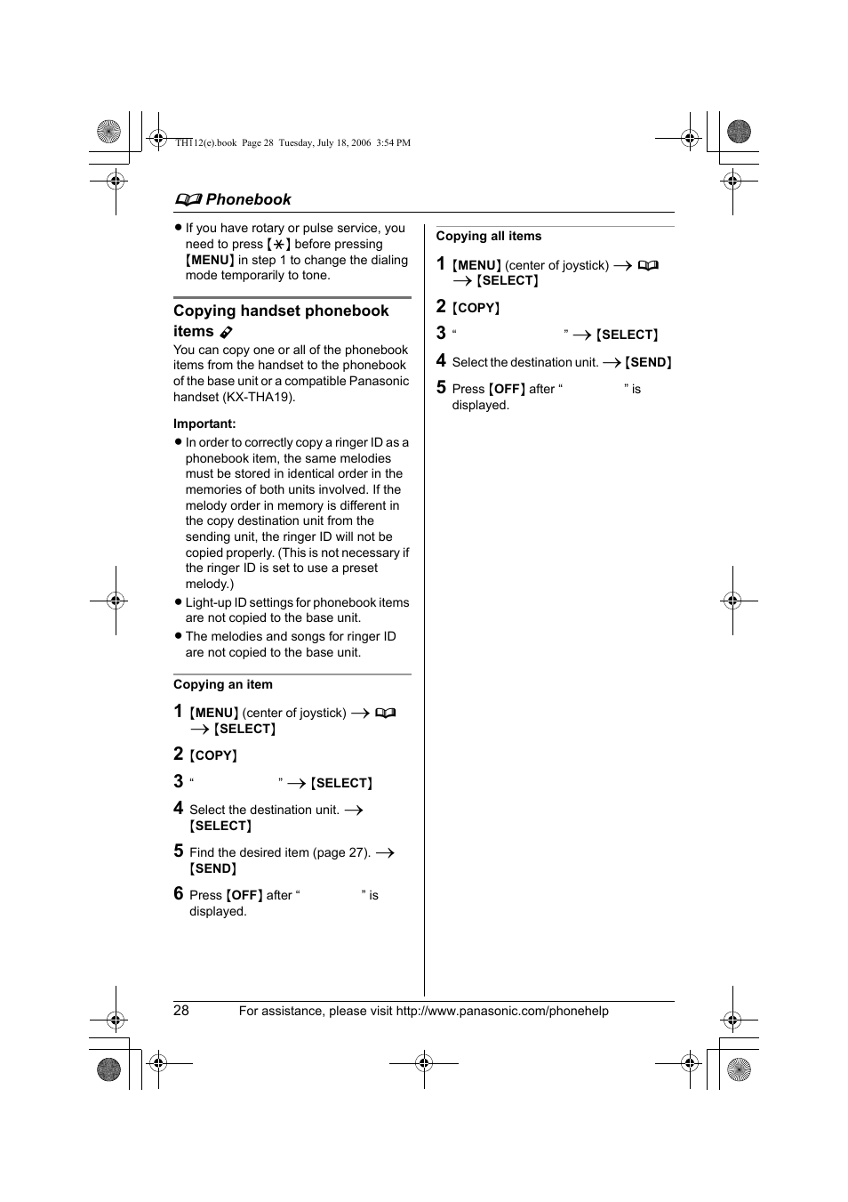Panasonic KX-TH112 User Manual | Page 28 / 92