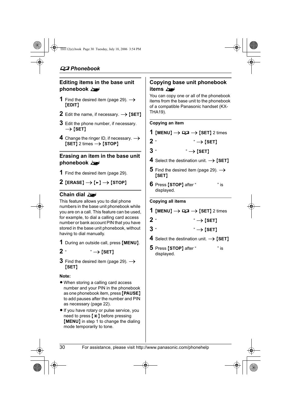Panasonic KX-TH112 User Manual | Page 30 / 92