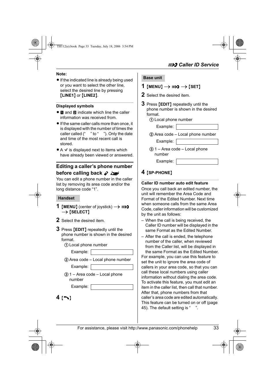 Panasonic KX-TH112 User Manual | Page 33 / 92