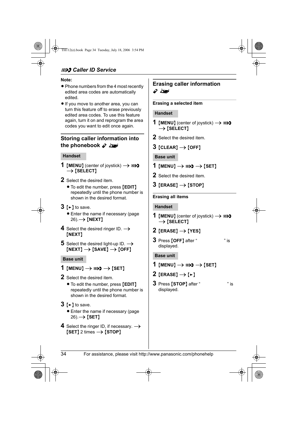 Panasonic KX-TH112 User Manual | Page 34 / 92