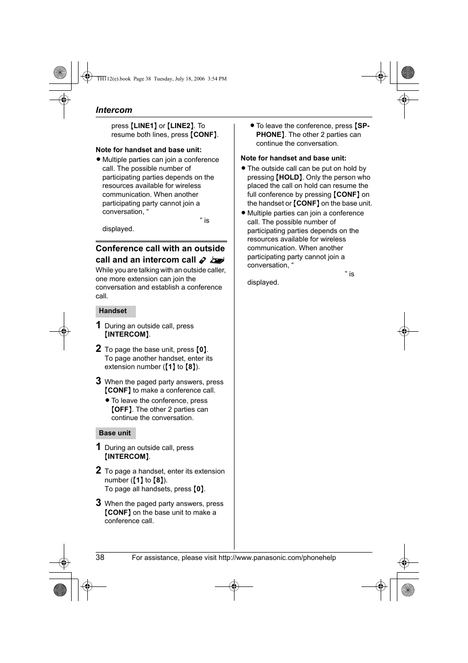 Panasonic KX-TH112 User Manual | Page 38 / 92