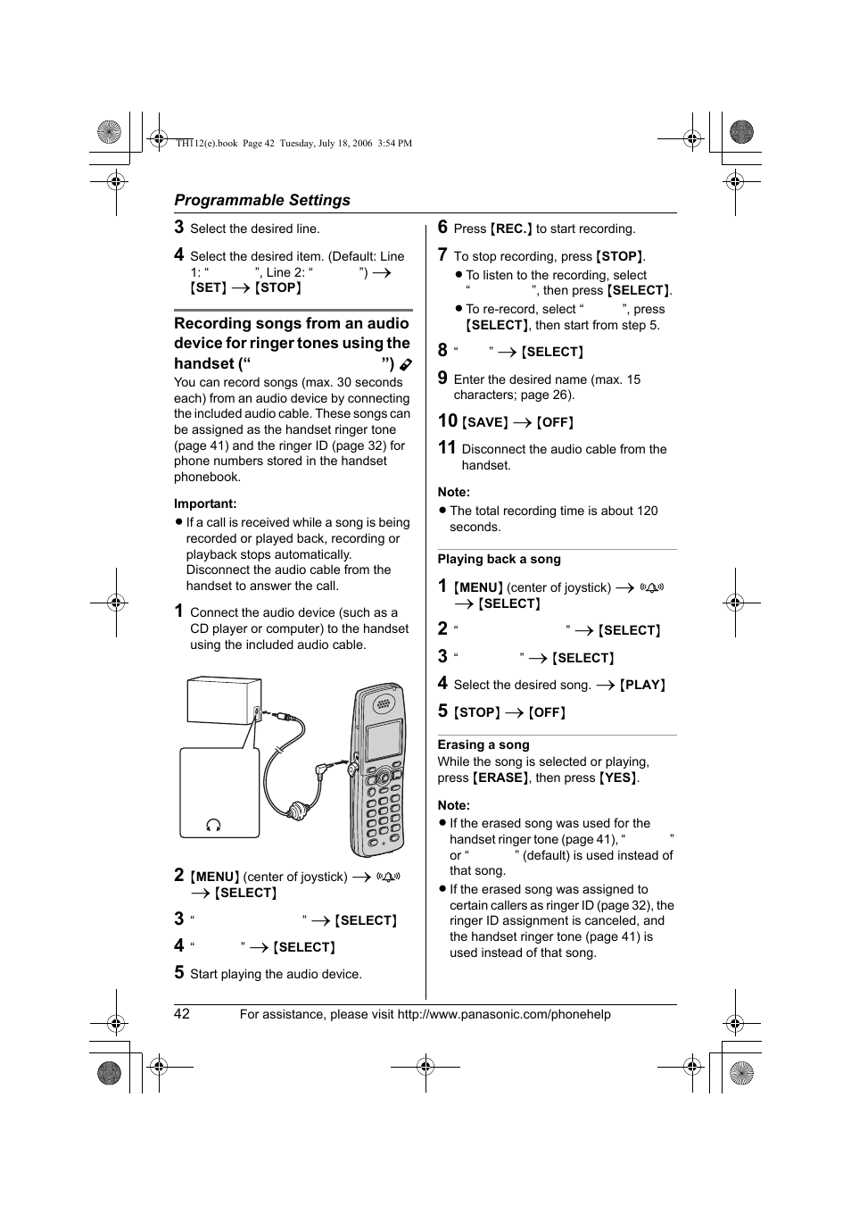 Panasonic KX-TH112 User Manual | Page 42 / 92