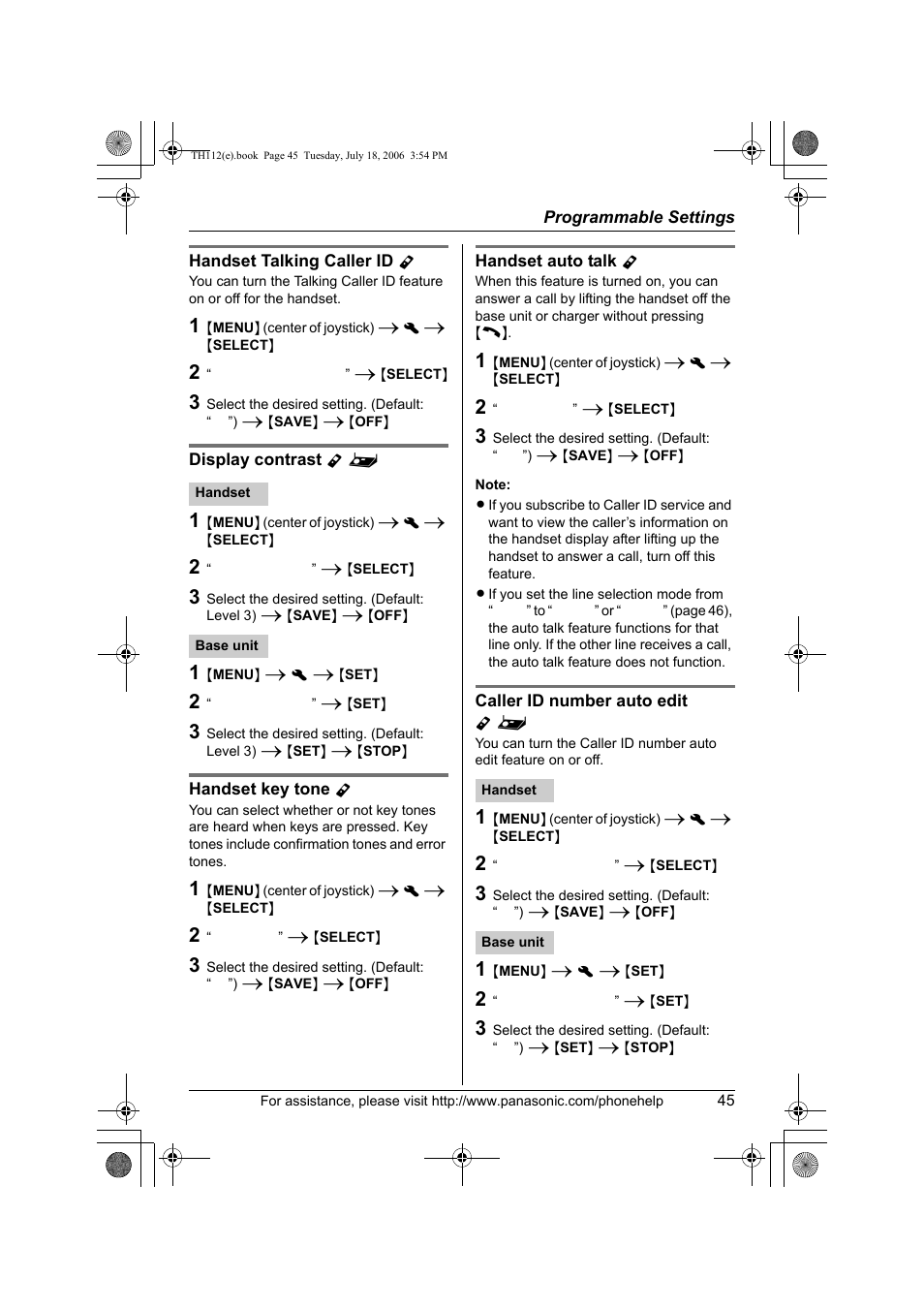 Panasonic KX-TH112 User Manual | Page 45 / 92