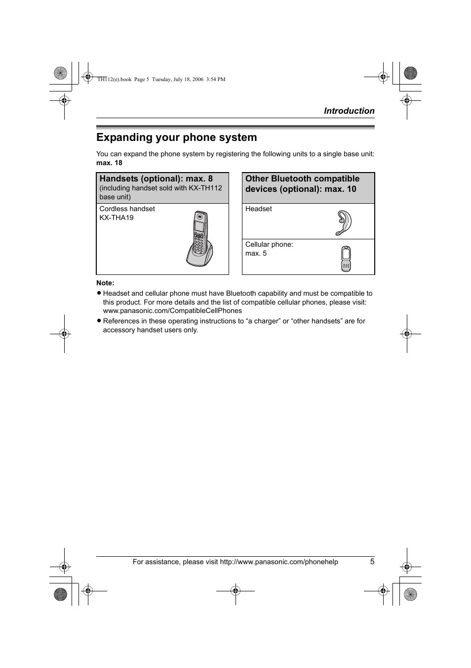 Expanding your phone system | Panasonic KX-TH112 User Manual | Page 5 / 92