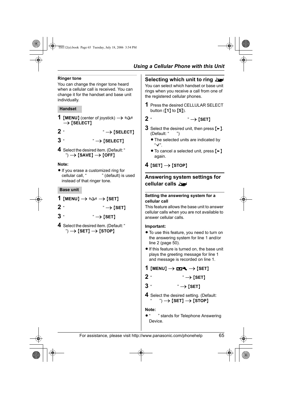 Panasonic KX-TH112 User Manual | Page 65 / 92