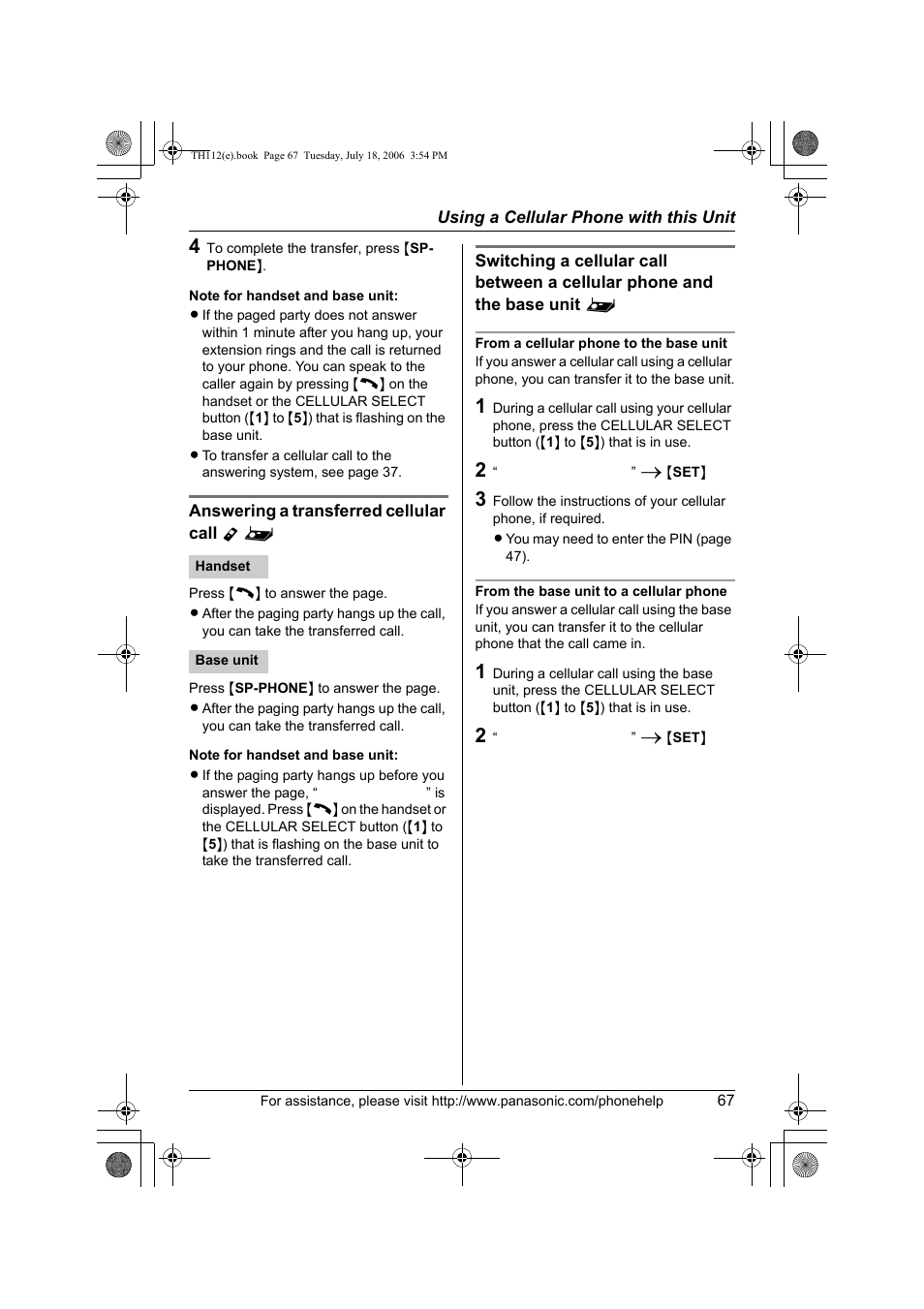 Panasonic KX-TH112 User Manual | Page 67 / 92