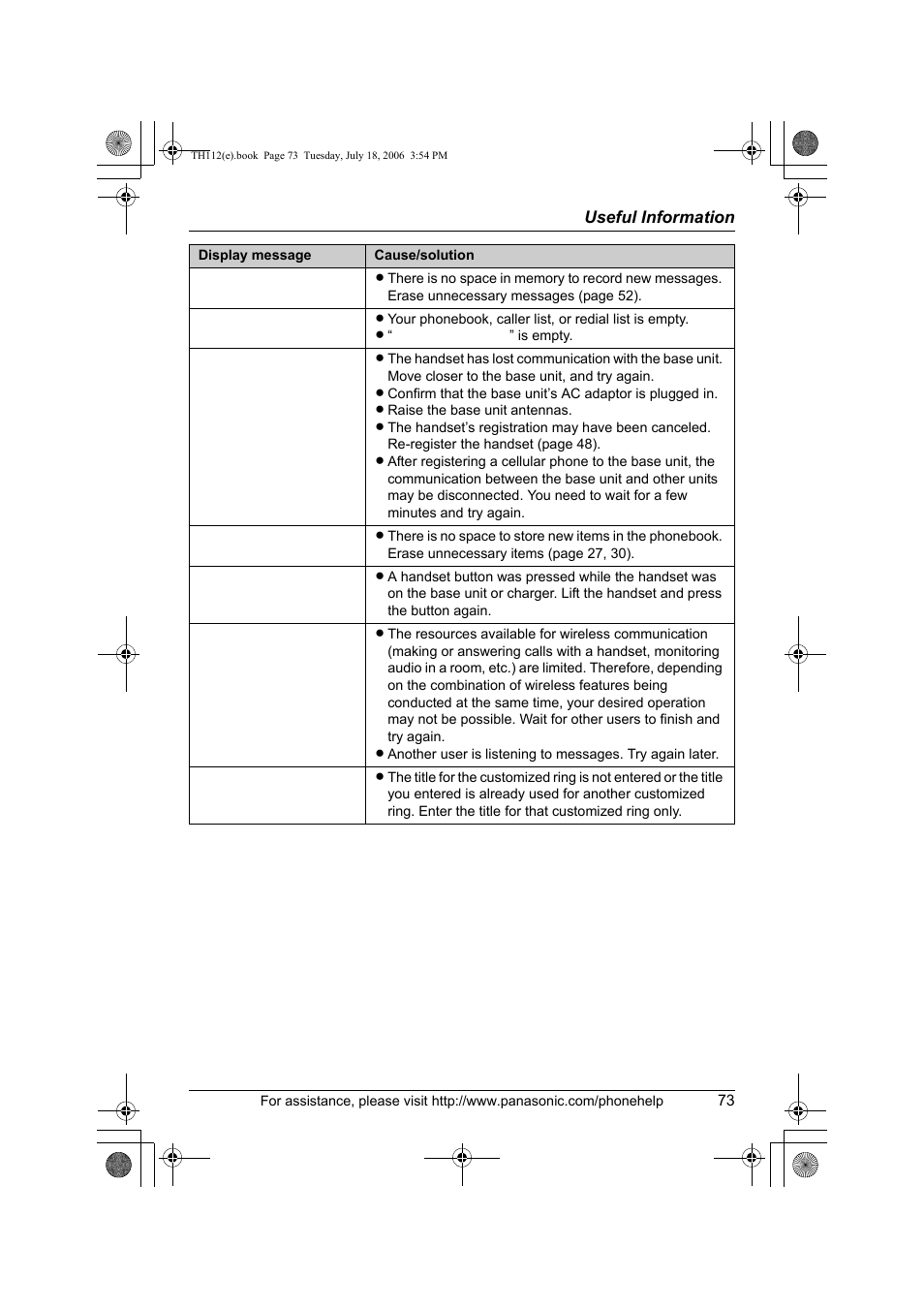 Panasonic KX-TH112 User Manual | Page 73 / 92