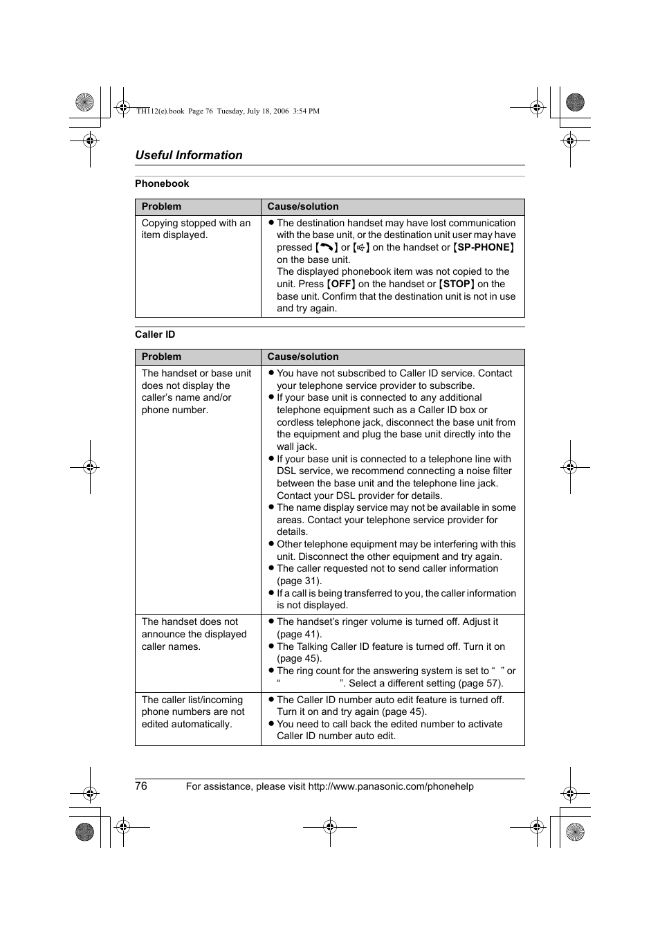 Panasonic KX-TH112 User Manual | Page 76 / 92