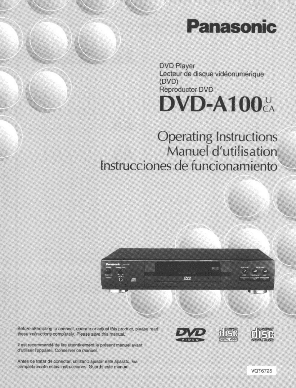 Panasonic DVD-A100 u CA User Manual | 92 pages
