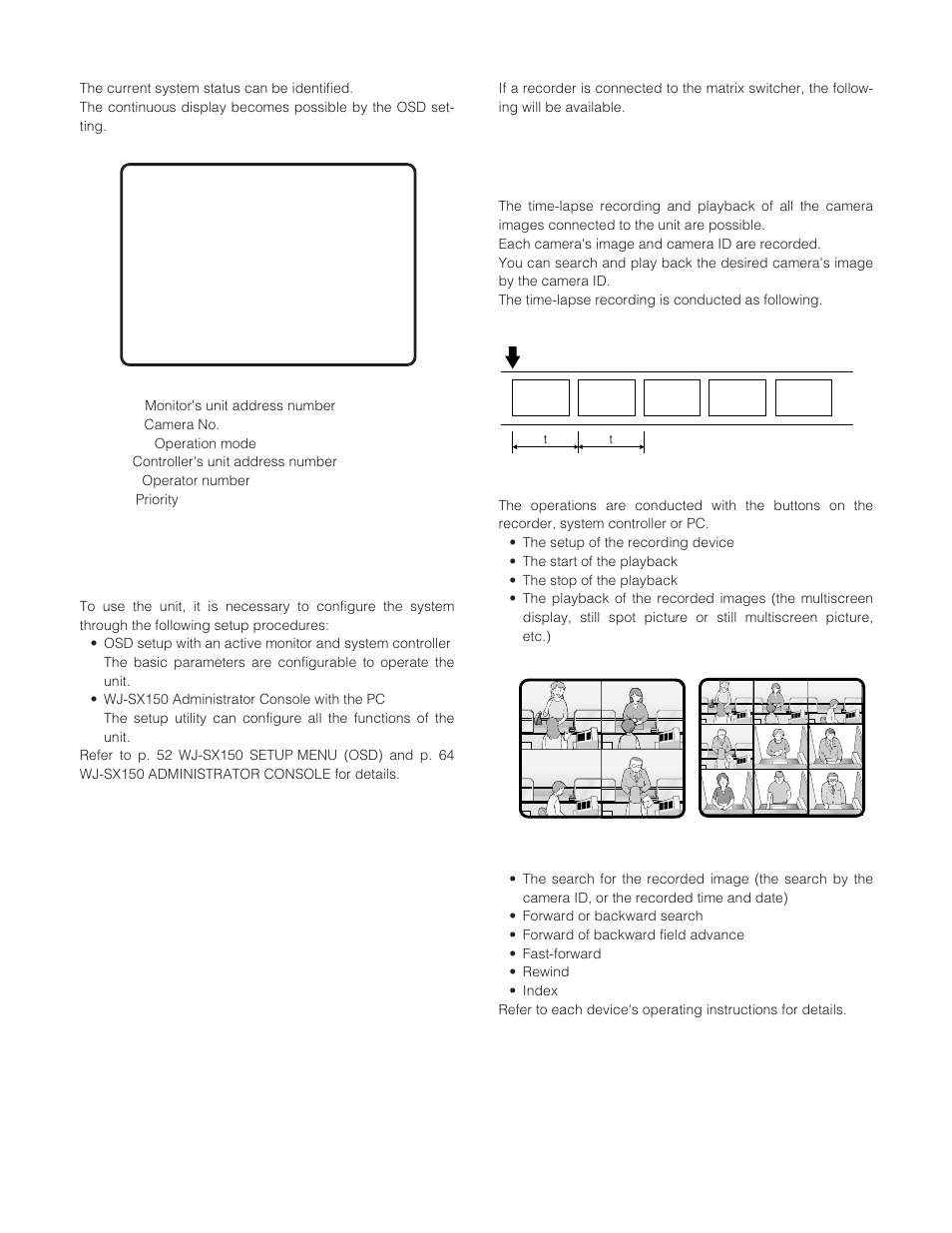 System status table, Setup procedures, Extended functions | Panasonic WJ-SX 150 User Manual | Page 18 / 148