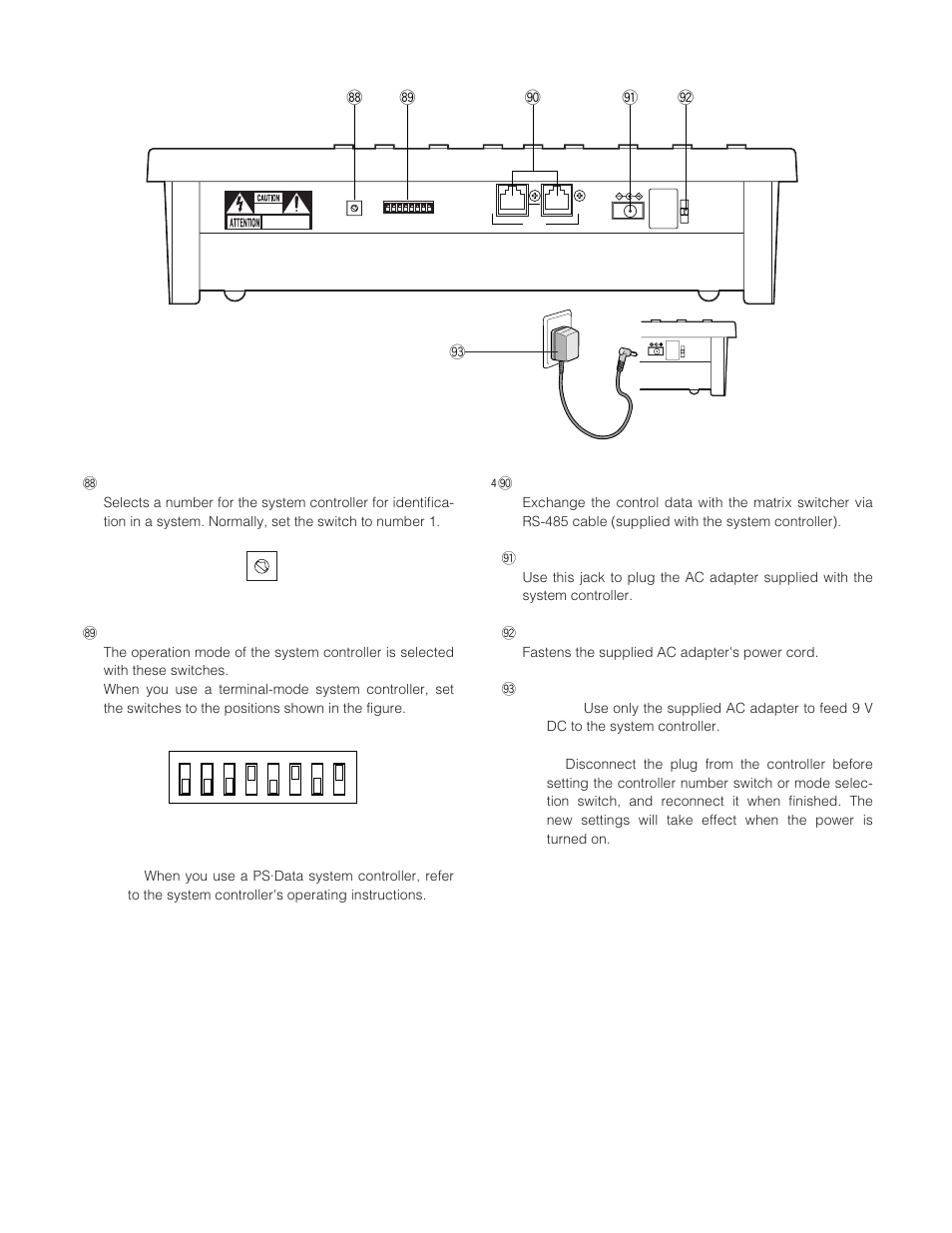 Rear view, Controller no, Mode | Panasonic WJ-SX 150 User Manual | Page 31 / 148