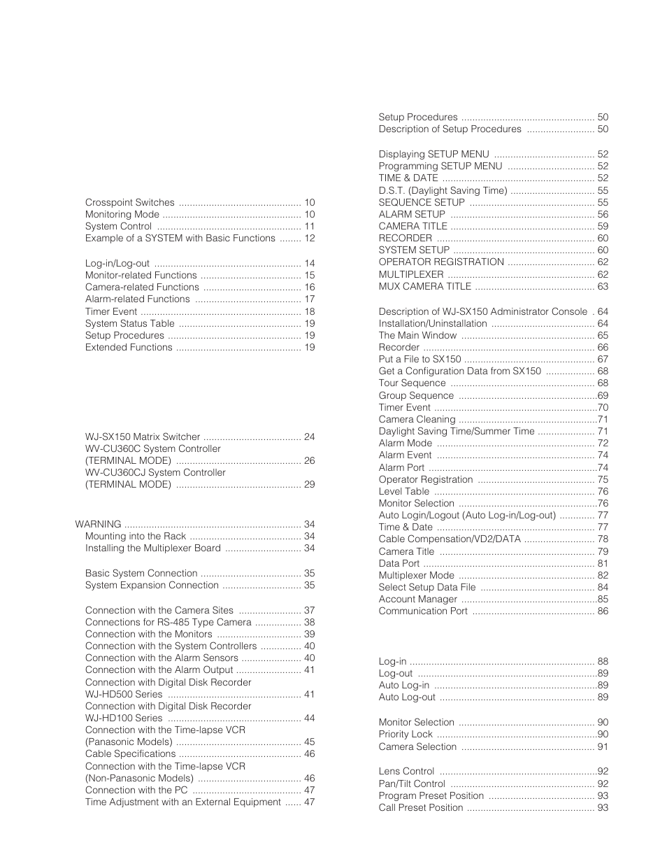 Panasonic WJ-SX 150 User Manual | Page 4 / 148