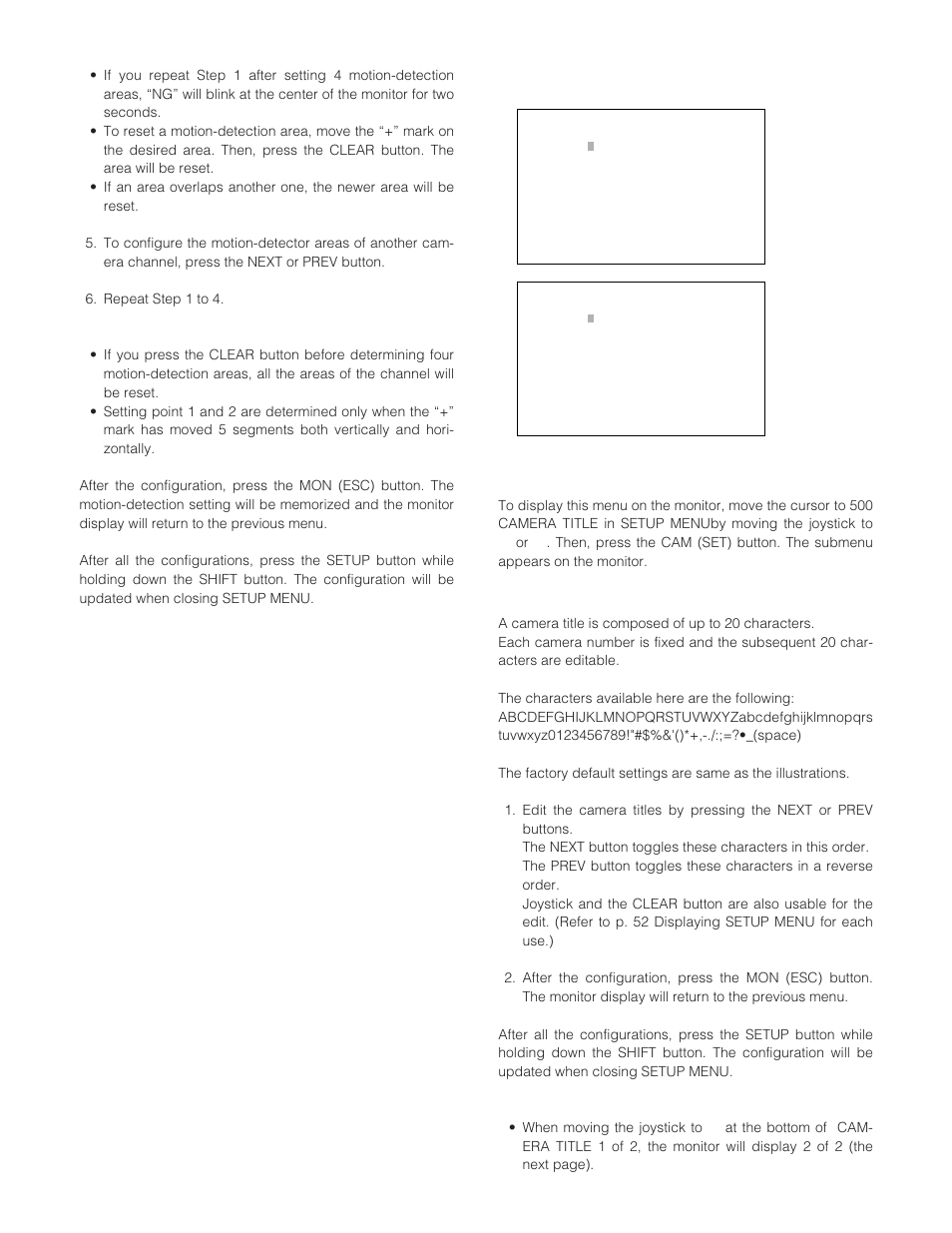 Camera title | Panasonic WJ-SX 150 User Manual | Page 57 / 148