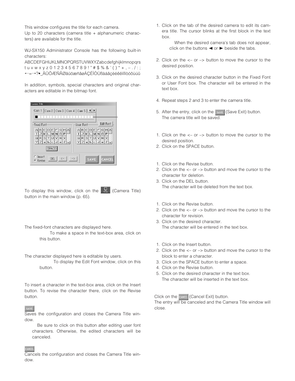 Camera title | Panasonic WJ-SX 150 User Manual | Page 77 / 148