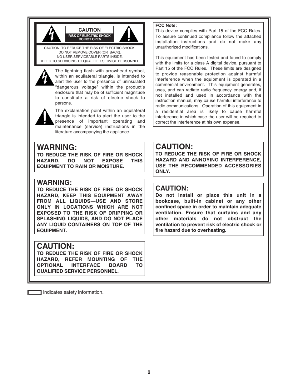 Warning, Caution | Panasonic AG-MX70 User Manual | Page 2 / 102