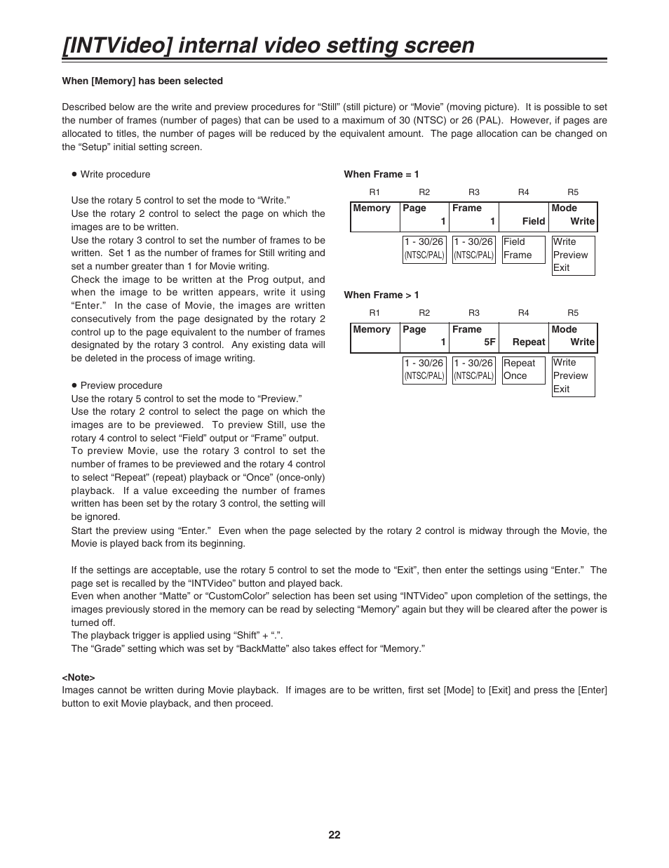 Intvideo] internal video setting screen | Panasonic AG-MX70 User Manual | Page 22 / 102