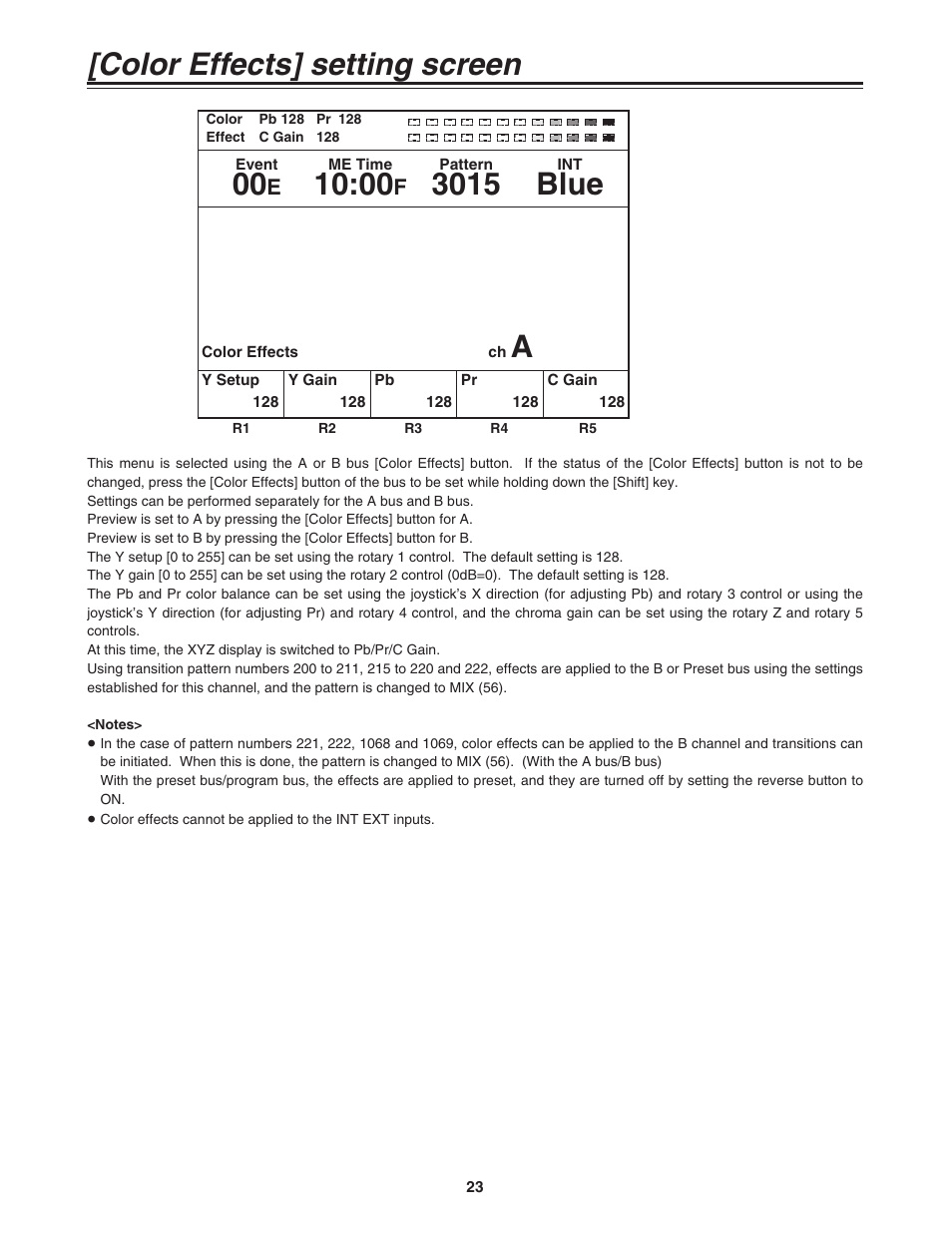 Color effects] setting screen, 3015 blue | Panasonic AG-MX70 User Manual | Page 23 / 102