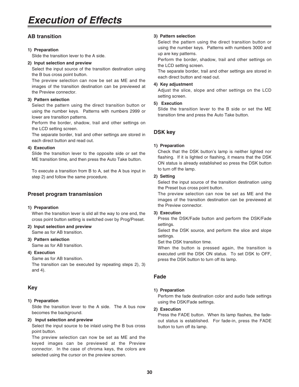 Execution of effects | Panasonic AG-MX70 User Manual | Page 30 / 102